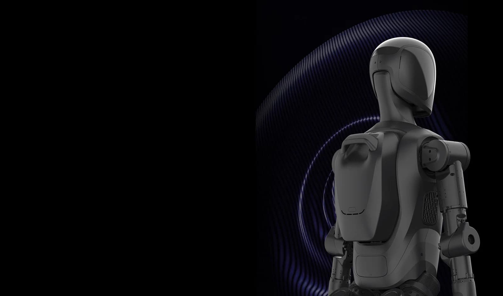 Official rear-view illustration of the black AGIBOT A2 Lite showing its back housing