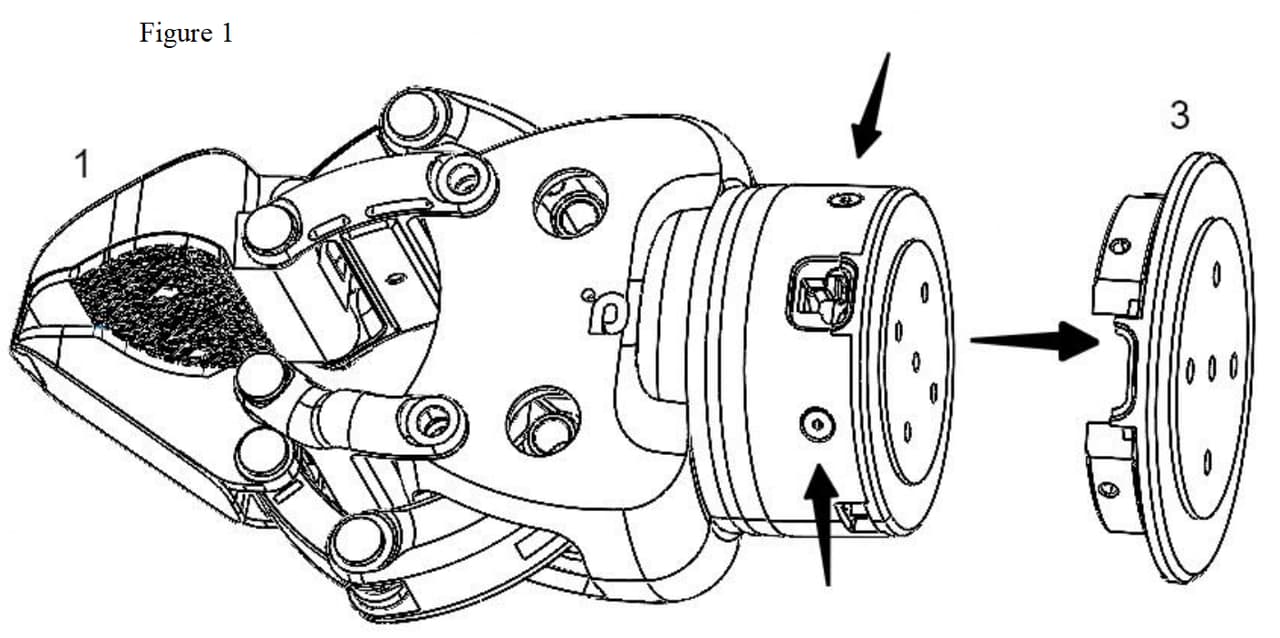 AGIBOT OmniPicker exploded mounting illustration showing the gripper, removable end cap and fixing points
