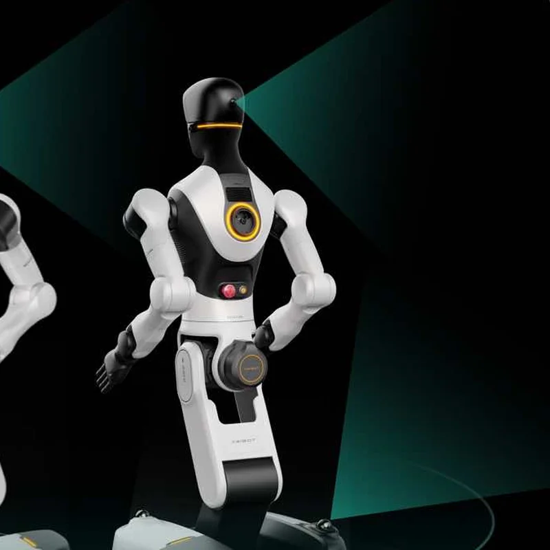 AGIBOT G2 head and shoulder camera with 360° LiDAR sensing cone