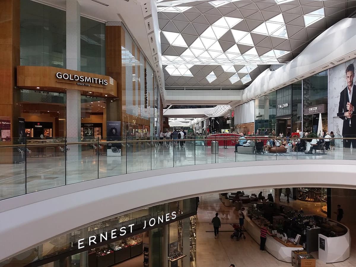 Hard-floor retail walkways inside Westfield London shopping centre