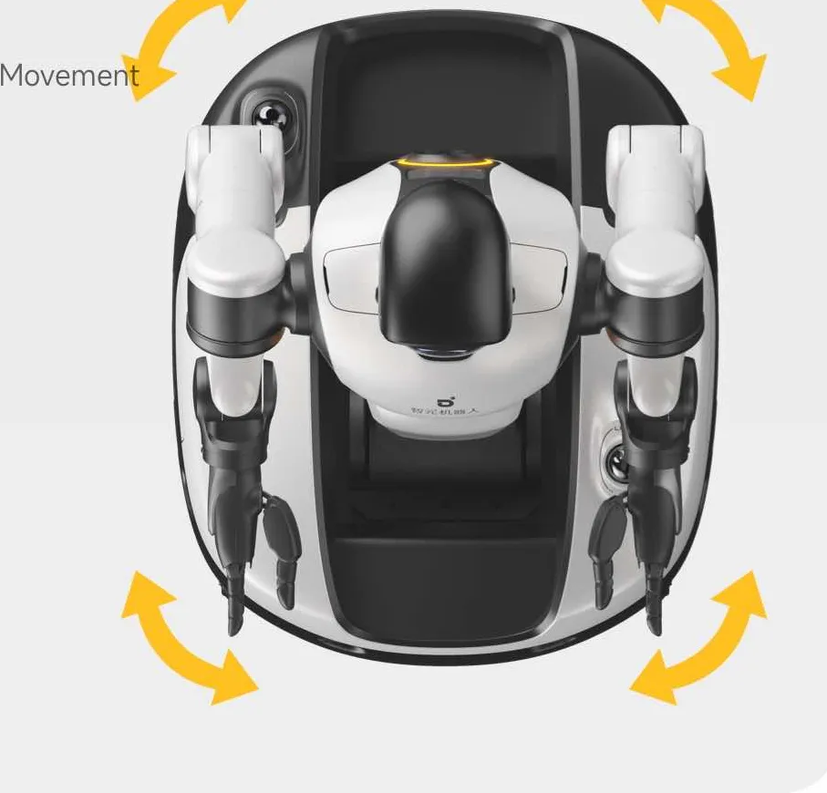 Top-down view of the AGIBOT G2 omnidirectional chassis
