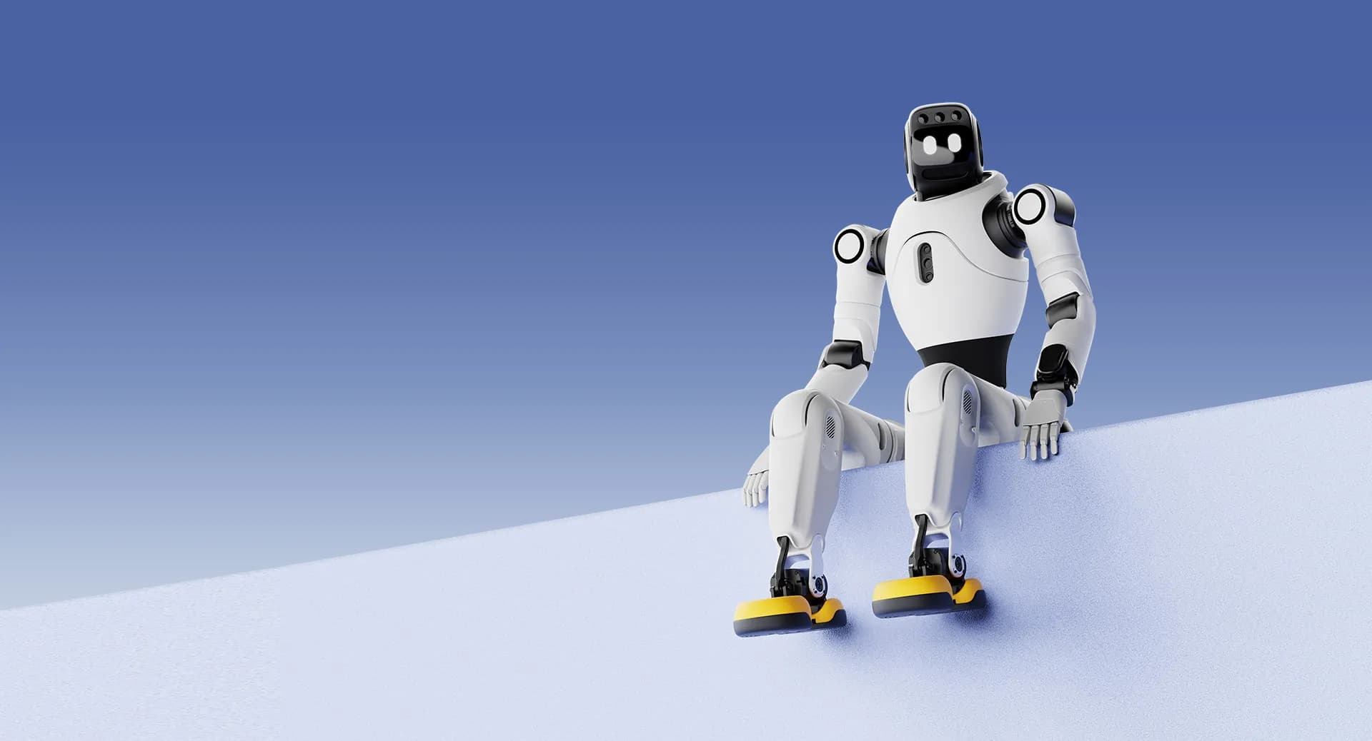 AGIBOT X2 bipedal humanoid sitting on a ledge